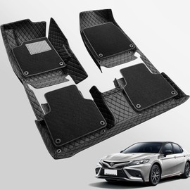 Castlerock Car Floor Mats for Toyota Camry 2018-2024 XLE XSE XLE-V6 XSE-V6 (Not for Hybrid),Waterproof & Dustproof & All Weather Protection,Front & Rear Car Carpet, Leather Floor Liner,Non-Slip(Black)