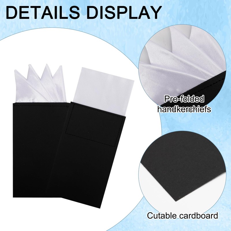 Prebafo Mens Pre-Folded Pocket Squares for Suits - 2PCS Elegant