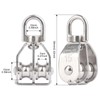 AOKOLL M15 Double Pulley Snatch Block Lifting Crane Swivel Hook,