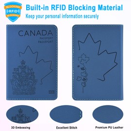 DMLuna RFID Blocking Passport Holder, Travel Essentials Premium PU Leather Travel Passport Cover Wallet Case Lightweight Passport Travel Organizer, for Women and Men, Navy Blue