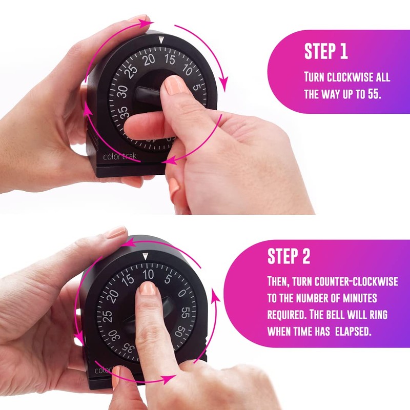 60 Minute Wind Up Timer, Visual Mechanical Timer, from 0