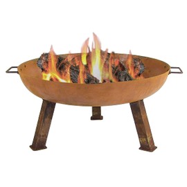 Sunnydaze 30-Inch Cast Iron Heavy-Duty Fire Pit for Outside - Wood-Burning Outdoor Fire Pit Bowl with Handles - Rust