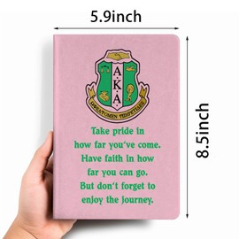 JOHSBYD AKA Sorority Gift Leather Notebook for Women Girls Pink and Green Greek Sorority Journal Notebook Inspirational Birthday Christmas Gifts for Sister Friends (Take Pride)