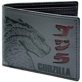 Animation Godzilla Kaiju King of The Monsters Embossed Wallet Bi-Fold ID & Card Holder, Grey