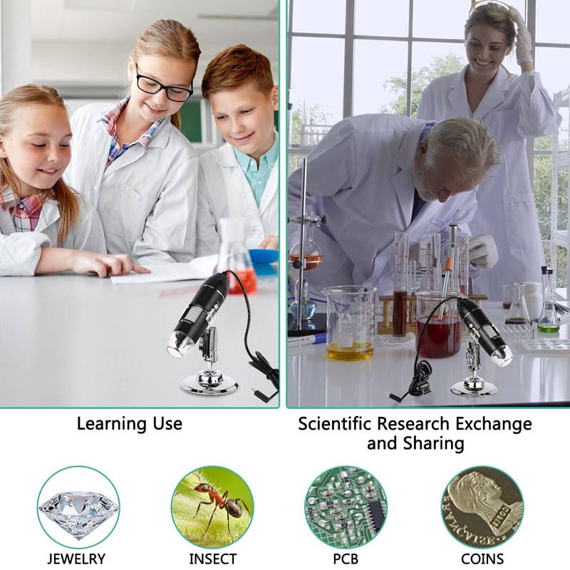 Wireless 3-in-1 Digital Microscope Handheld USB HD Inspection Camera 50x-1600x