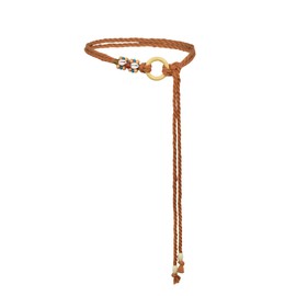 TeeYee Women's Waist Belt Boho Belt Tassel Belt Girls Braided Belt Tie Belt Belly Chain Narrow Belt for Dress Belt Women, Tan-278