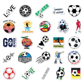 50 Packs Soccer Stickers Water Bottles Laptop Phone Motorcycle Computer Guitar Skateboard Hydroflasks Football Vinyl Sticker Waterproof Aesthetic Trendy Decals for Teens Girls Adults