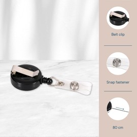 Europel 121281 121281 Black Retractable ID Badge Holder Badge Holder Badge Holder Key Ring with Belt Clip and Loop Clip 121281