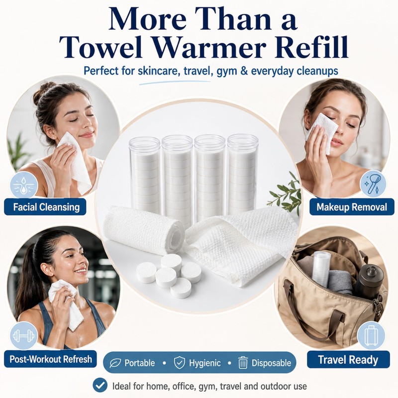ASHIEE Hot Towel Warmer Refills, 80 Pcs Disposable Compressed Towels