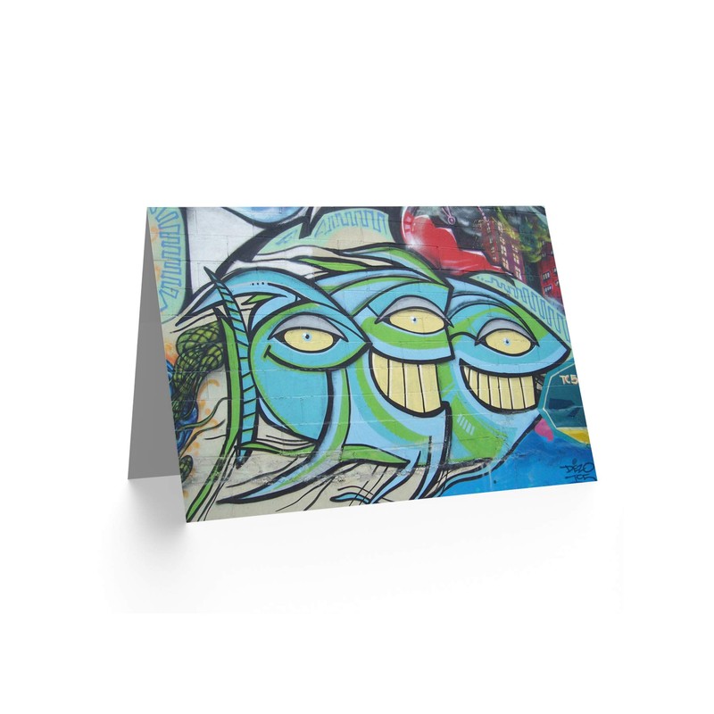GRAFFITI SMILE FISH ART BLANK GREETINGS BIRTHDAY CARD ART