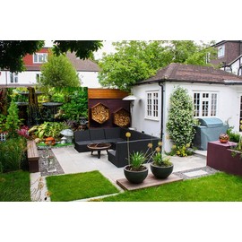 SCVBLJS Green Shower Curtain Waterproof Bathroom Bathtub Anti-Mildew Polyester Fabric Bathroom Shower Curtain Tropical leaves Garden background wall curtain fountain scenery With Hooks 180X180Cm