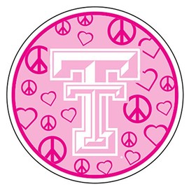 Craftique Texas Tech Decal (PINK PEACE LOVE TT DECAL (4''), 4 in)