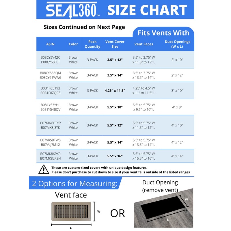 SEAL360 Magnetic Vent Covers (2-Pack), Pockets for Complete Seal, 9.5"
