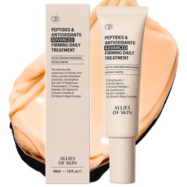 Allies of Skin Peptides & Antioxidants Advanced Firming Daily Treatment with 13 Brighteners, 9 Antioxidants, 7 Firming Peptides, 5% Teprenone & Ferulic Complex and 3% Biotech Algae Complex 48ml/1.6oz