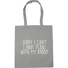 Hippowarehouse Sorry I Can't I Have Plans With My Rabbit Tote Shopping Gym Beach Bag 42cm x38cm, 10 litres