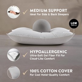 Sobel Westex Sahara Nights Queen Size Bed Pillow | Stomach & Back Sleeper Pillow for Adults | 233TC, 100% Cotton Case, Gel Fiber Fill | Soft, Machine Washable Hotel Quality Pillow for Sleeping | 20X30