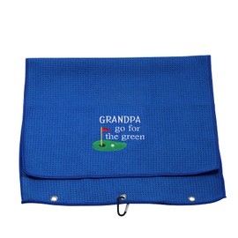 MEIKIUP Grandpa Golf Towel Dad Golf Towel Embroidered Golf Towel Golf Papa Father Sport Towel with Clip Grandpa/Dad Go for The Green (Grandpa Go for The Green-)