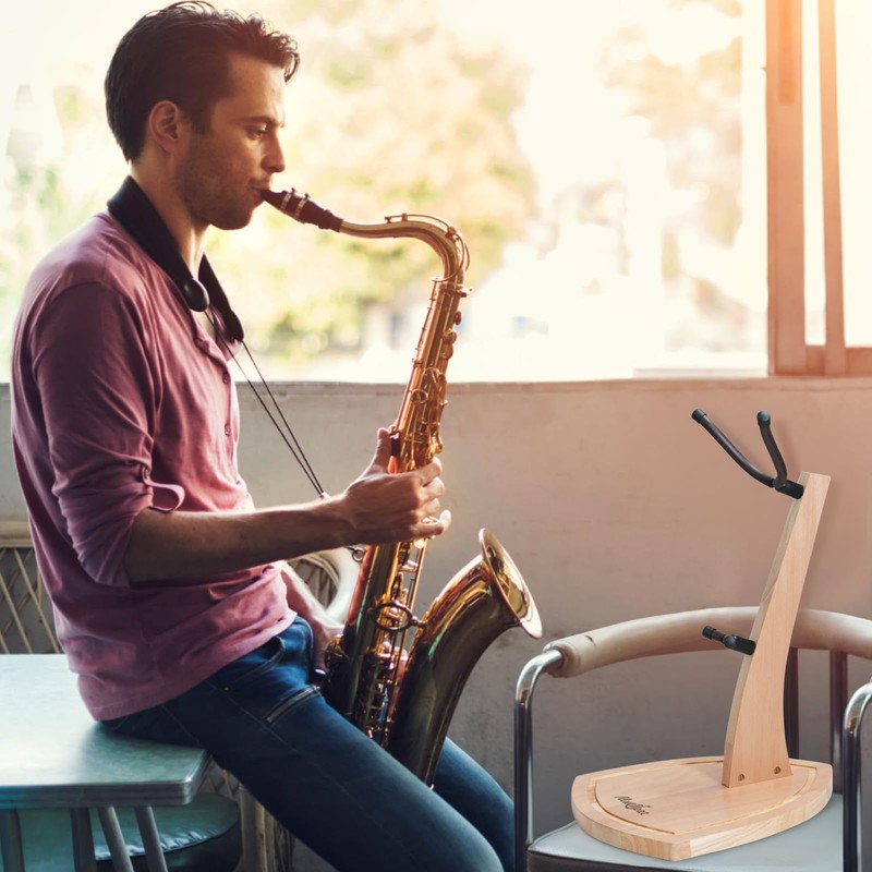 Musbeat Saxophone Stand, Saxophone Stand for Alto and Tenor, Walnut