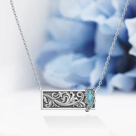 Turquoise Necklace for Women 925 Sterling Silver Turquoise Pendant Western Turquoise Jewelry Gifts for Women