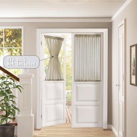 Tollpiz Short Sheer Door Curtain Closet Linen Textured Curtain Sheers Doorway Light Filtering Voile Patio Glass Door Rod Pocket Curtains French Door, 54 x 54 inches Long, Taos Taupe, Set of 1 Panel