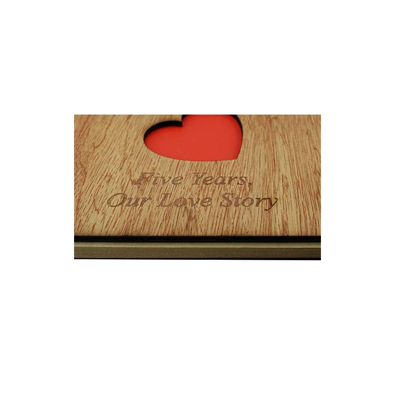 Wood 5th Year Anniversary Scrapbook Engraved With 'Five Years Our