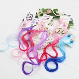 Coriario 6 Pair Unicorn Hair Clips for Kids Hair Accessories for Girls Rainbow Hair Extensions for Kids Curly Ombre Colored Ponytail Hair Extensions Crazy Hair Day Accessories for Little Girls