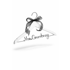 Custom Wedding Dress Hanger for Bride with Sheer Ribbon in Black, White, Ivory, Pink and More