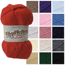 James C Brett Top Value Chunky Acrylic Yarn Knitting Crochet Wool 100g Ball (TC05 Light Blue)