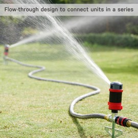 Eden 94146 4-Pattern Rotary Gear Drive Sprinkler with Step Spike Gear Drive, Heavy Duty, Gardening Watering System, Garden&Lawns, Multi Pattern, Coverage up to 4869sq.ft