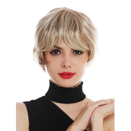 WIG ME UP - DW1857-FHT-MT-688H Full Hand Tied Monofilament Short Blonde Copper Blonde Highlighted Slightly Wavy Wig