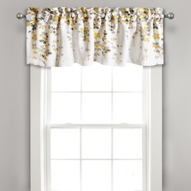 Lush Decor Weeping Flowers Window Valance for Kitchen, Living Room, Dining Room, Bedroom, Valance, Yellow & Grey