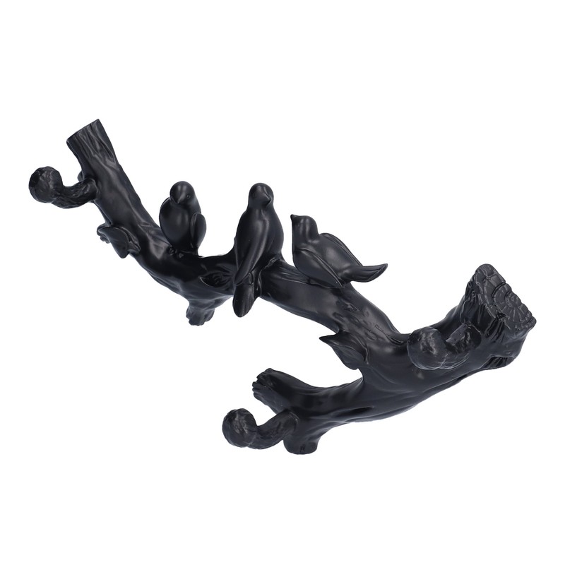 Decorative Hook Black Bird Branch Shape Three Dimensional Wall Mounted