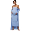 PinkBlush Light Blue Ribbed Sleeveless Dress Cardigan Maternity Set