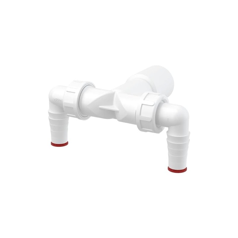 Double 17-23mm Dishwasher Elbow Inlets to 32mm/40mm Drain Waste Trap