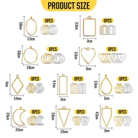 SLAXJNE 80 Pieces Metal Pendant Frames, DIY Jewellery Materials, Metal Pendants DIY, Epoxy Resin Mould, Pendant Making Mould, Creative Jewellery Production