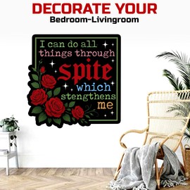 I Can Do All Things Through Spite Wall Decal Vinyl Stickers Philippians 4 13 Bible Verse Christian Faith Transparent, DTF, Large Vinyl Nursery Wall Decal for Home & Room Boys & Girls Bedroom Decor