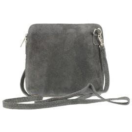 Girly Handbags Womens Genuine Suede Cross Body Shoulder Bag - Dark Grey