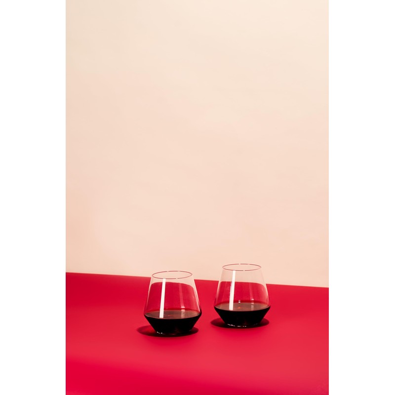 Sempli Monti Rosso Stemless Wine Glasses Set of 2 -