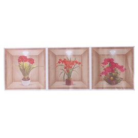 Pack of 6, 3D Flowers Vase Wall Sticker, 3D Flower Bouquet Vases Wall Decor Decal, PVC Removable Flower in Glass Bottle Wall Stickers for Bedroom Living Room Office Kitchen Decor