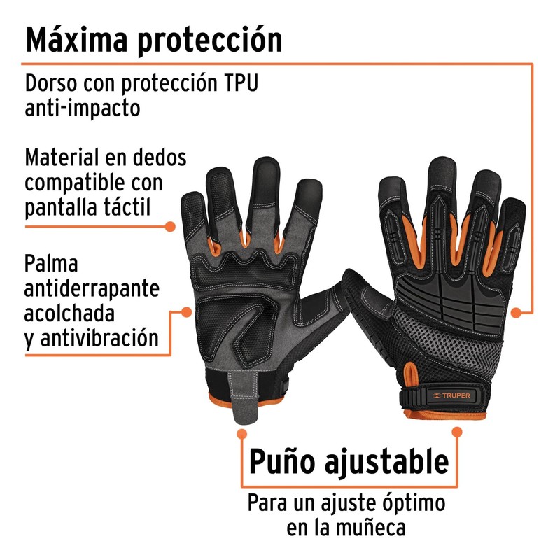 Truper Expert GU-665, Guantes para mecánicos con protección anti-impacto