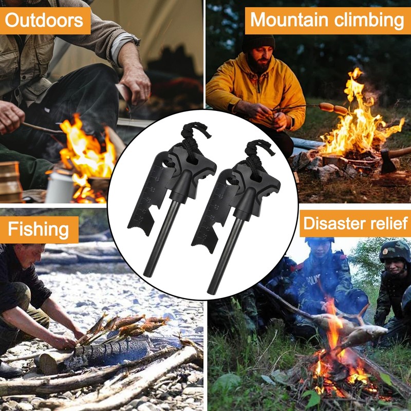2 Pcs Survival Flint, Flint and Steel, Fire Starter Kit,