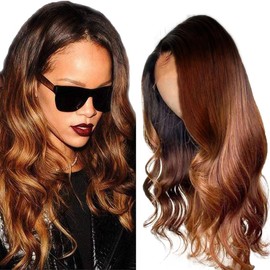 AiPliantfis Human Hair Wig Glueless Wig Wear and Go Echthaar Perücke Damen Body Wave 4X4 Lace 1B/4/30 Ombre Brown Pre Plucked 150% Density Real Unprocessed Remy Hair 28 Zoll