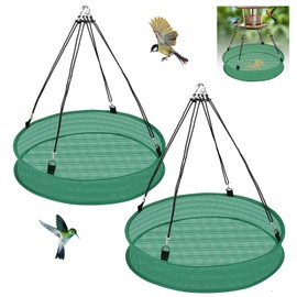 Lettry 2Pcs Bird Seed Catcher for Hanging Bird Feeder Platform, Seed Shell Catcher Bird Seed Catcher Tray, Green Birdseed Hoop for Outdoor Garden Hanging Tray (Green, 20inch)