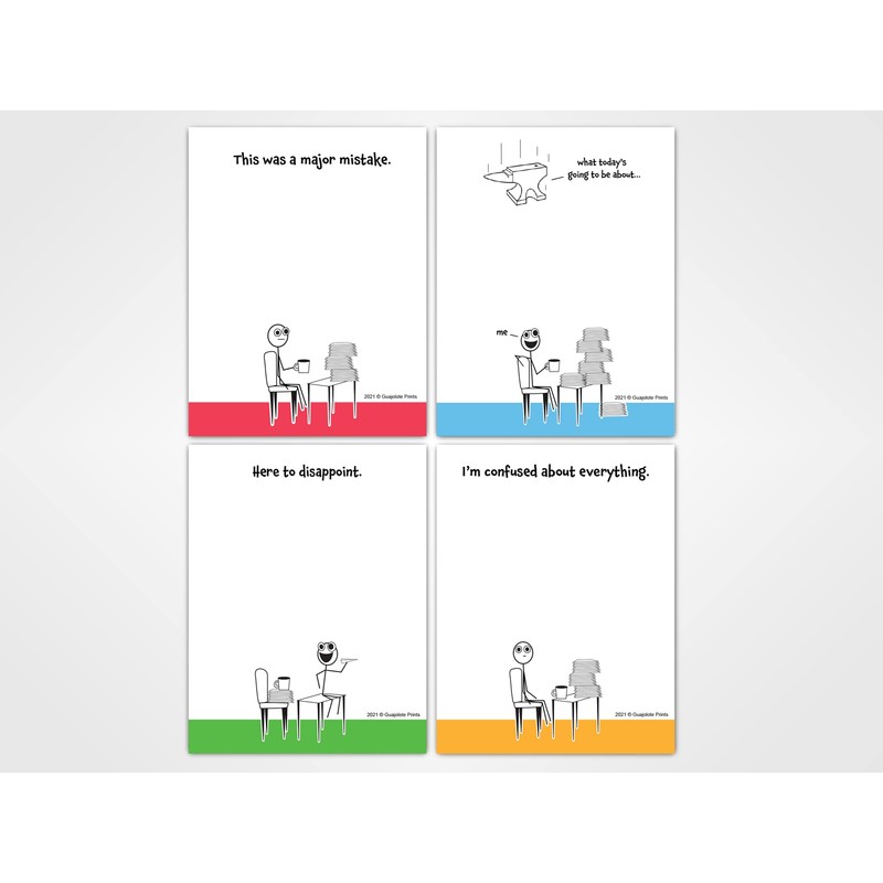 Guajolote Prints Assorted Funny Notepads for Work, Office (12-Pack), 4