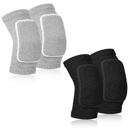 2 Pairs Volleyball Elbow Pads, Thicken Sponge Tandem Elbow Pads Volleyball for Men Women, Arm Brace Ventilate Sport Elbows Protector Pad, for Basketball Tennis Football Skating (Black Gray)