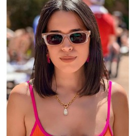 KOOUNUATA Dainty 18K Gold Chunky Link Oval Chain Baroque Pearl Necklace for Women Sailor Clasp Necklace Layering Jewelry