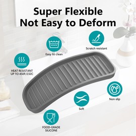 Silicone Sponge Holder - Dish soap Holder for Kitchen Counter 2 Pack, Waterproof Sponge soap Tray for Kitchen Sink Bathroom, Multipurpose Sink Caddy Organizer for soap Dispenser Scrubbers Makeup Gray