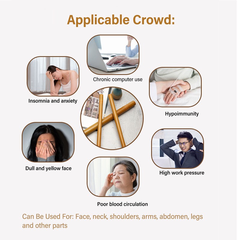 Bamboo Massage Stick Therapy Spa Shoulders Neck Face Thoroughly Unblock