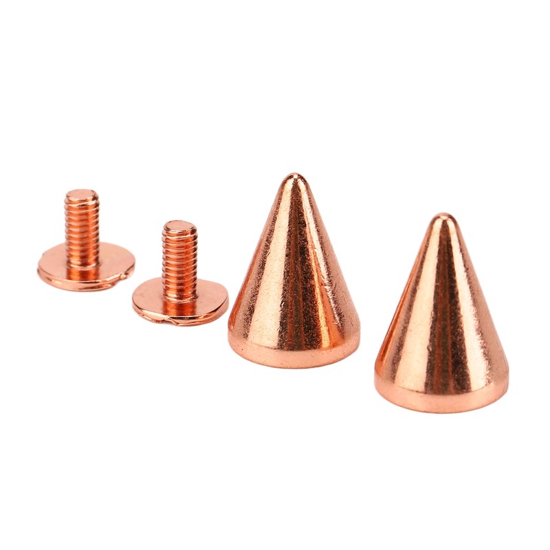 100 Sets Punk Cone Spikes Studs Electroplating Rose Gold Punk