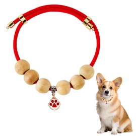 Dog Collar with Asian Amulets, Waterproof and Adjustable Size, Various Trendy Designs, Asian Decoration and Amulets (Lucky Paw) (L 36-60 cm)